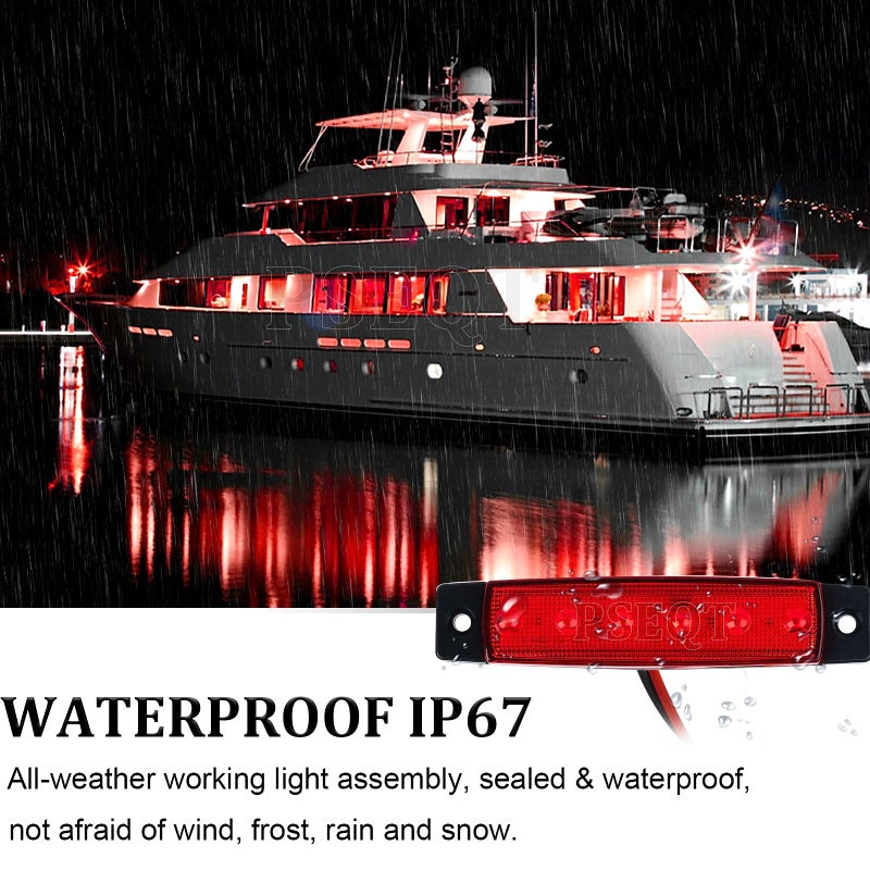 PSEQT LED Boat Interior Lights Marine Courtesy Light Strip Deck Transom Cockpit Navigation Lighting Waterproof for Fishing Pontoon Kayak Yacht Sailboat (Red 10Pcs) - Image 4